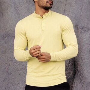 Mantra Performance Long Sleeve Henley Signature Polo Shirt Buttercup Yellow XL